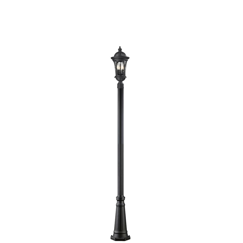 Z-Lite 543PHM-519P-BK Outdoor Post Light in Black with a Water glass Shade